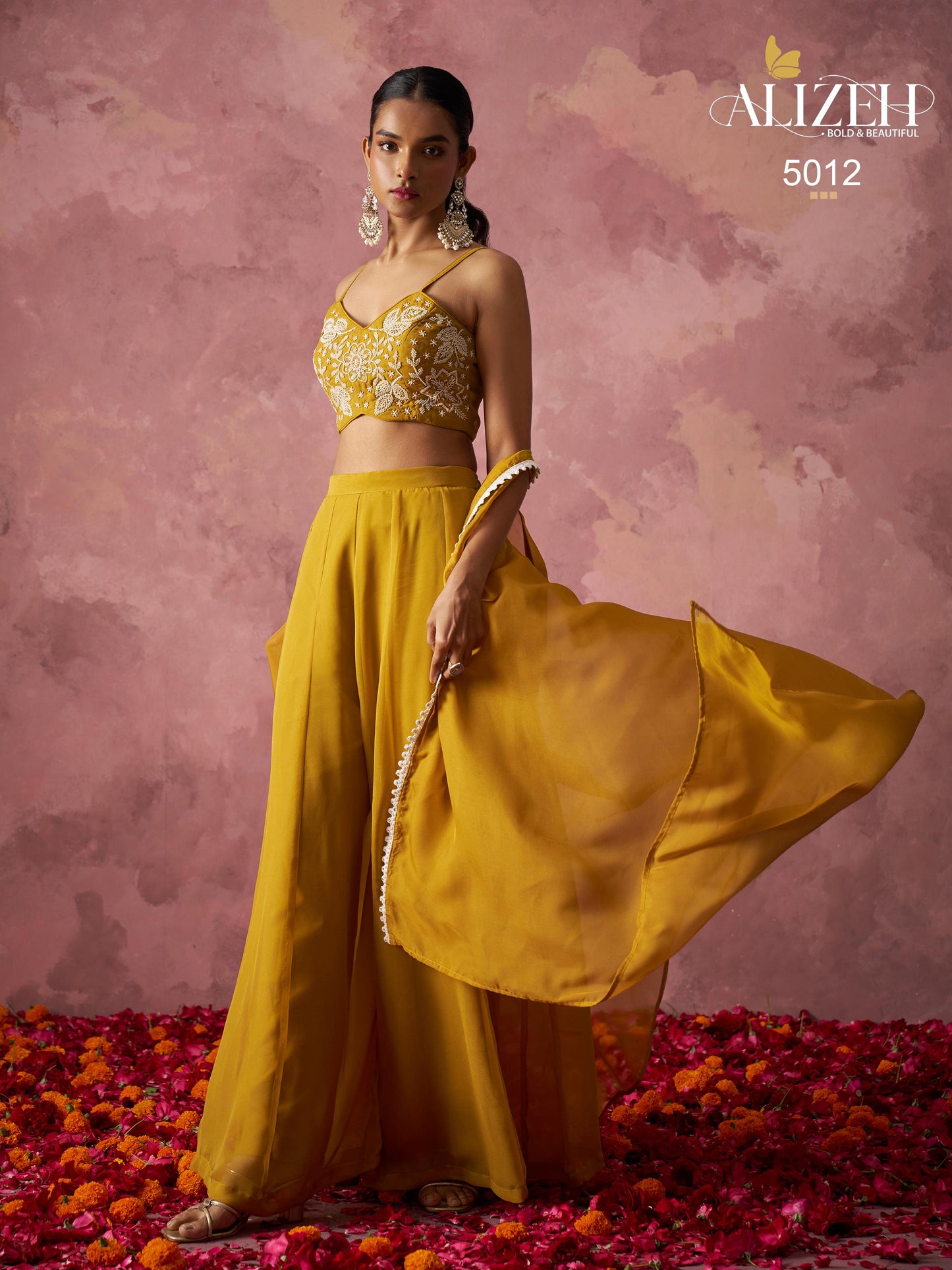 RANG — Indo-Western Sharara Cape Set | Khatli Embroidery