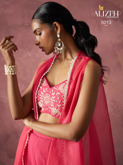RANG — Indo-Western Sharara Cape Set | Khatli Embroidery