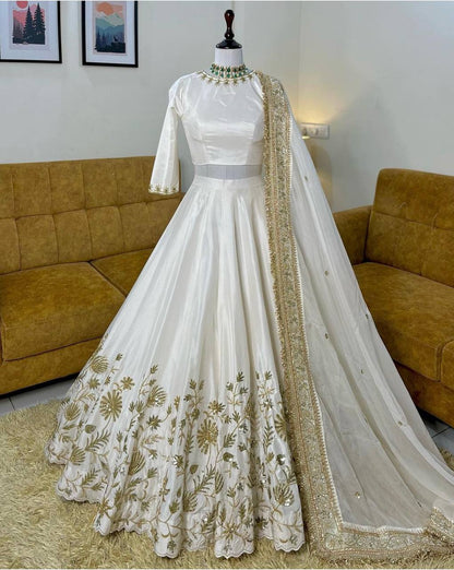 Premium Slub Silk Lehenga Choli with Dupatta – Zari & Sequins Work