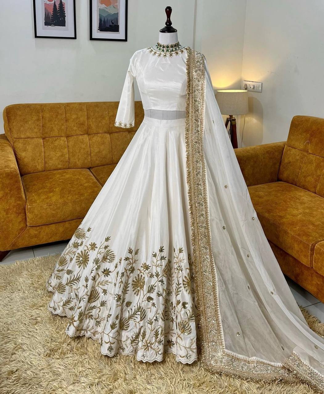 Premium Slub Silk Lehenga Choli with Dupatta – Zari & Sequins Work