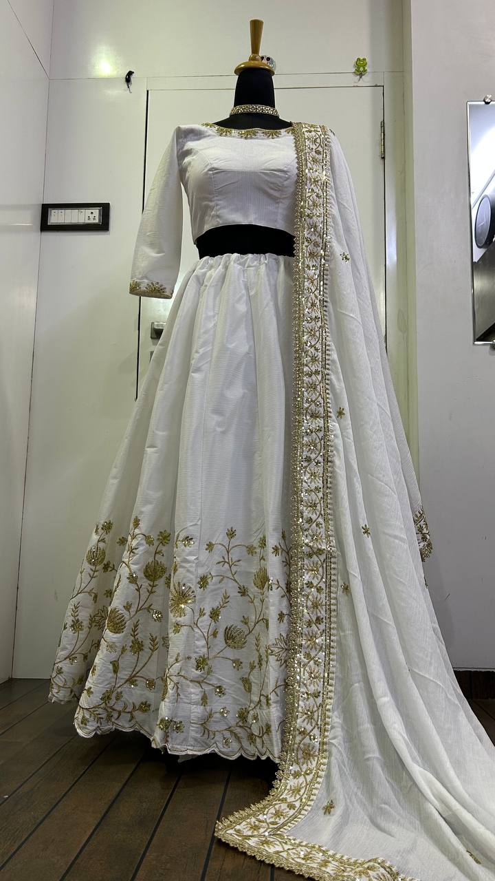 Premium Slub Silk Lehenga Choli with Dupatta – Zari & Sequins Work