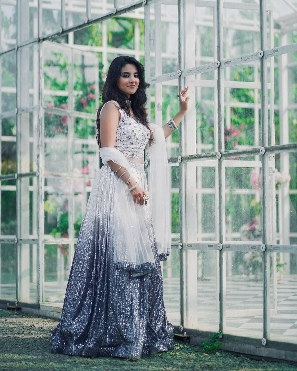 Shaded Georgette Silk Lehenga Choli with Sequins & Dori Work