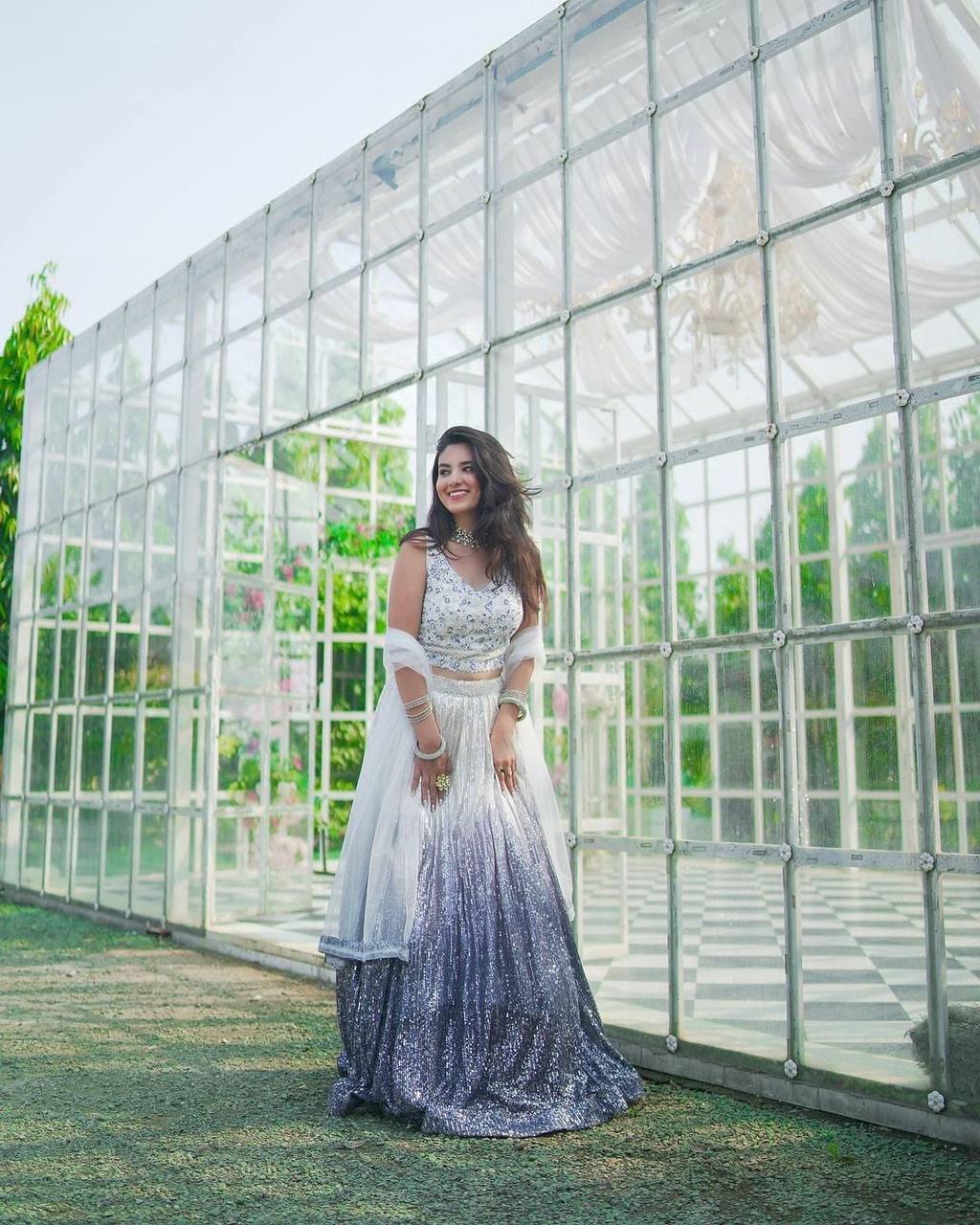 Shaded Georgette Silk Lehenga Choli with Sequins & Dori Work