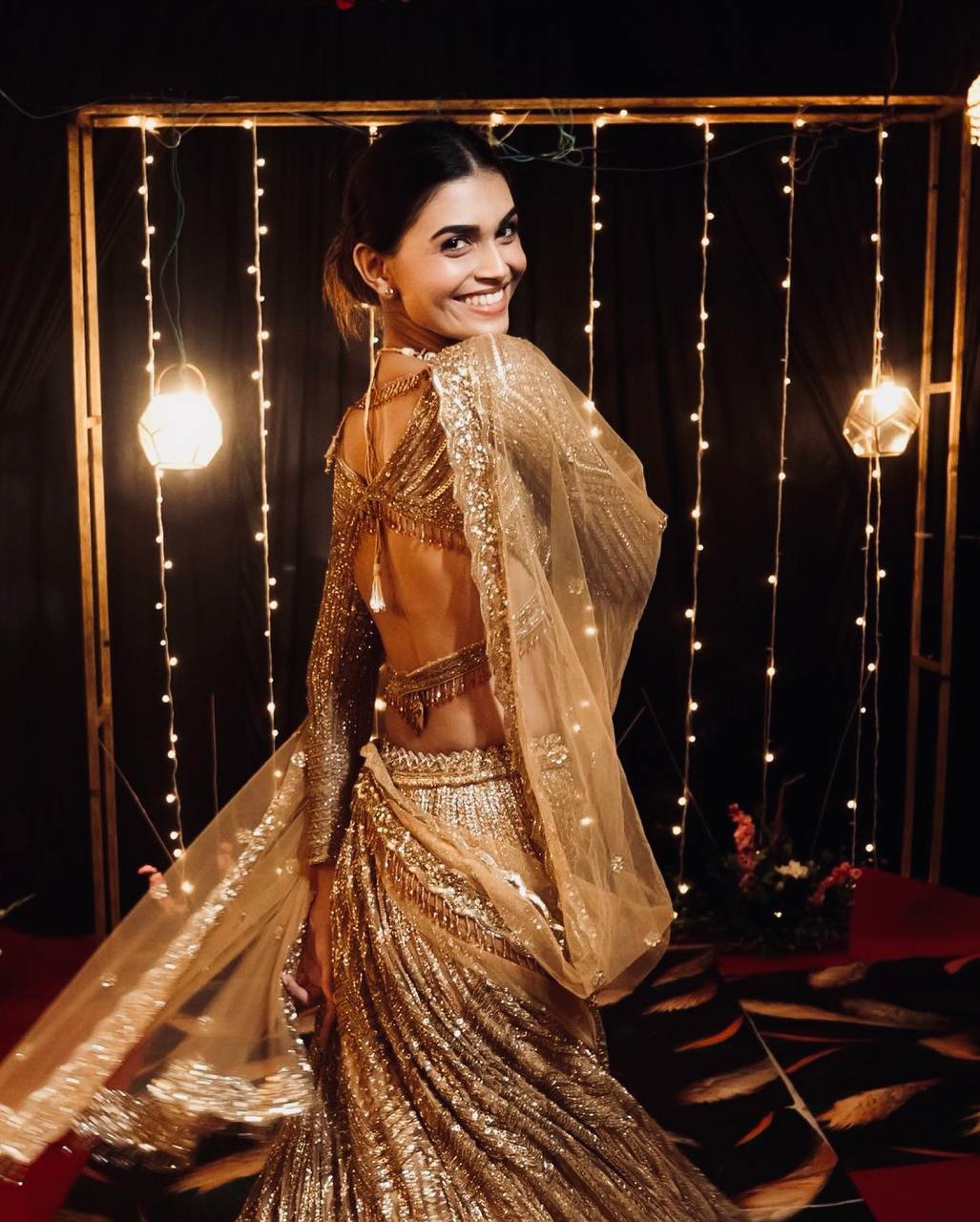 Kasturi Silk Georgette Lehenga Choli with Sequins & Dori Work | 4.5m Flair | Net Dupatta | Ready to Ship