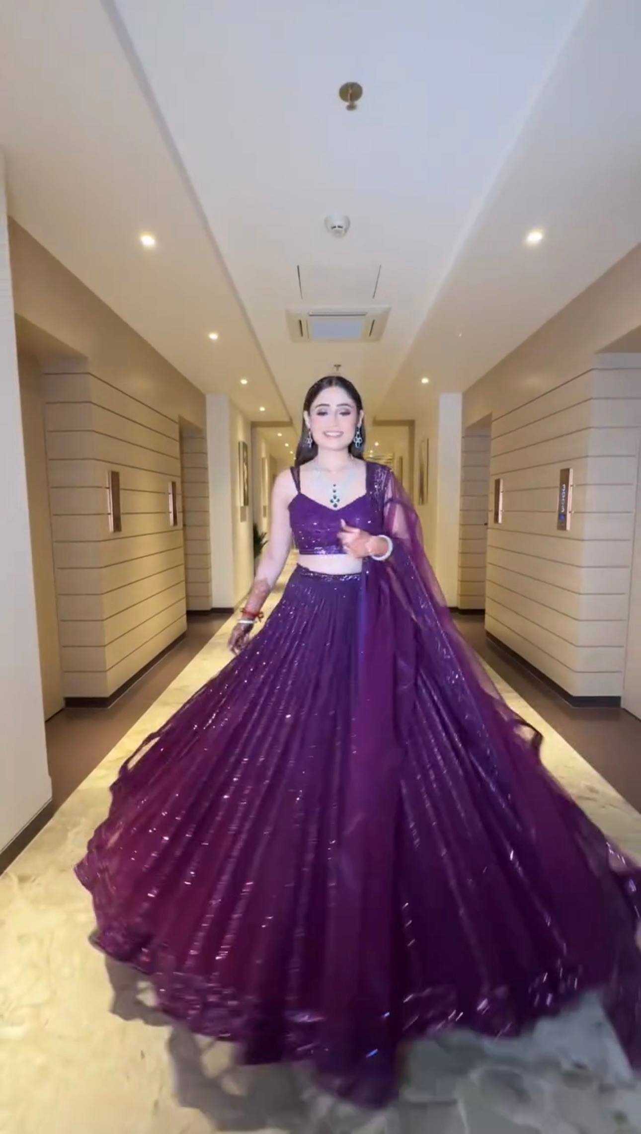 Purple Net Sequin & Dori Work Lehenga Choli with Dupatta | Party & Wedding Wear