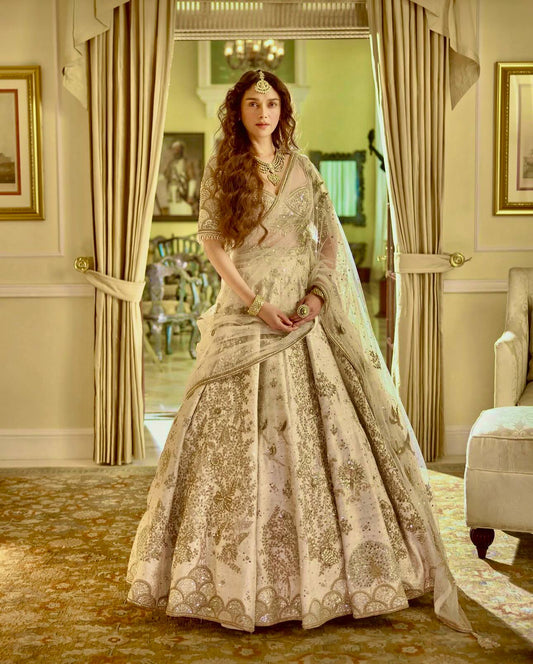 Heavy Slub Silk Lehenga Choli with Sequins, Dori & Zari Work | Party Wear & Wedding Outfit