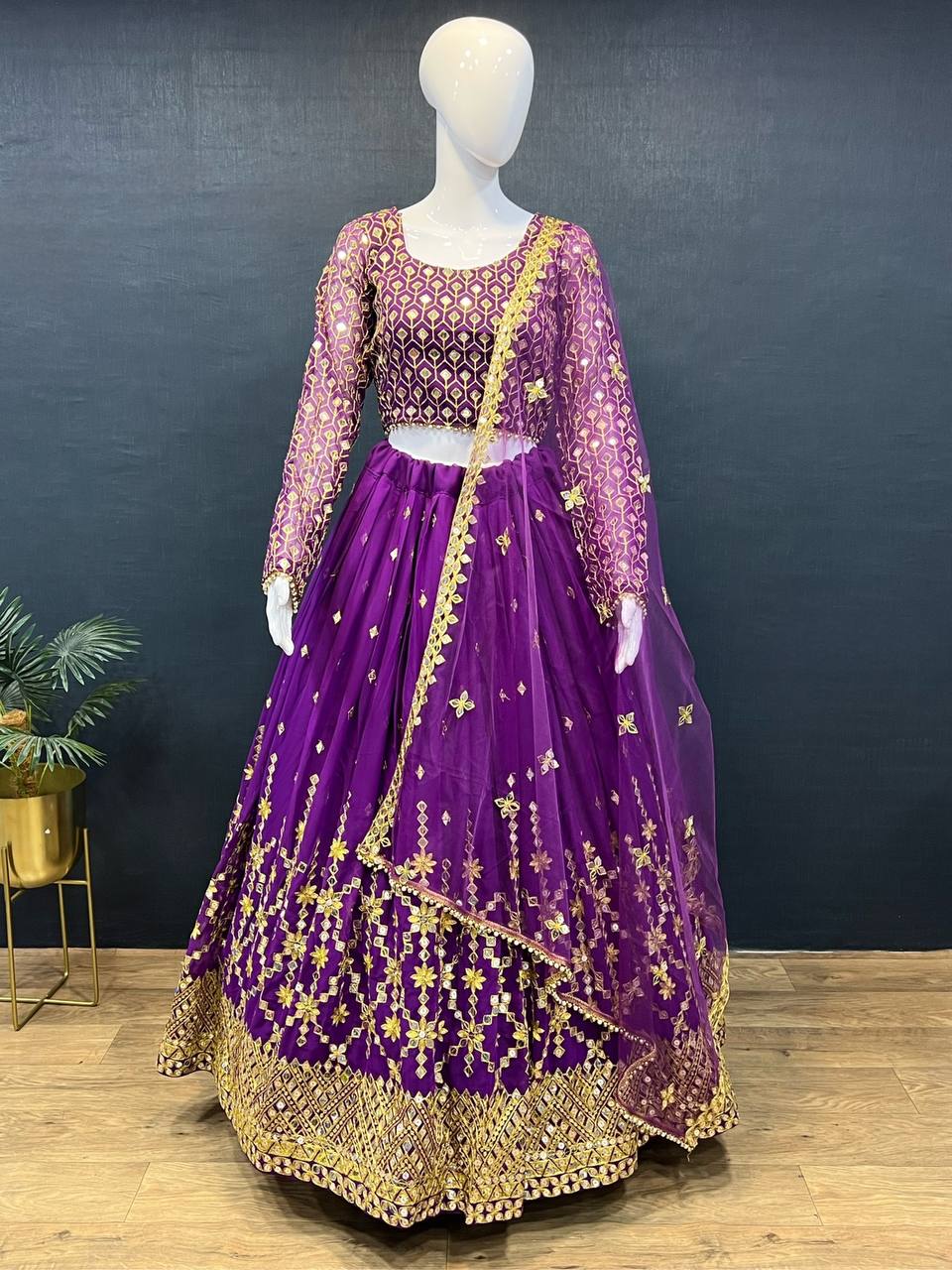 Royal Embroidered Georgette Sequins Lehenga Choli with Soft Net Dupatta